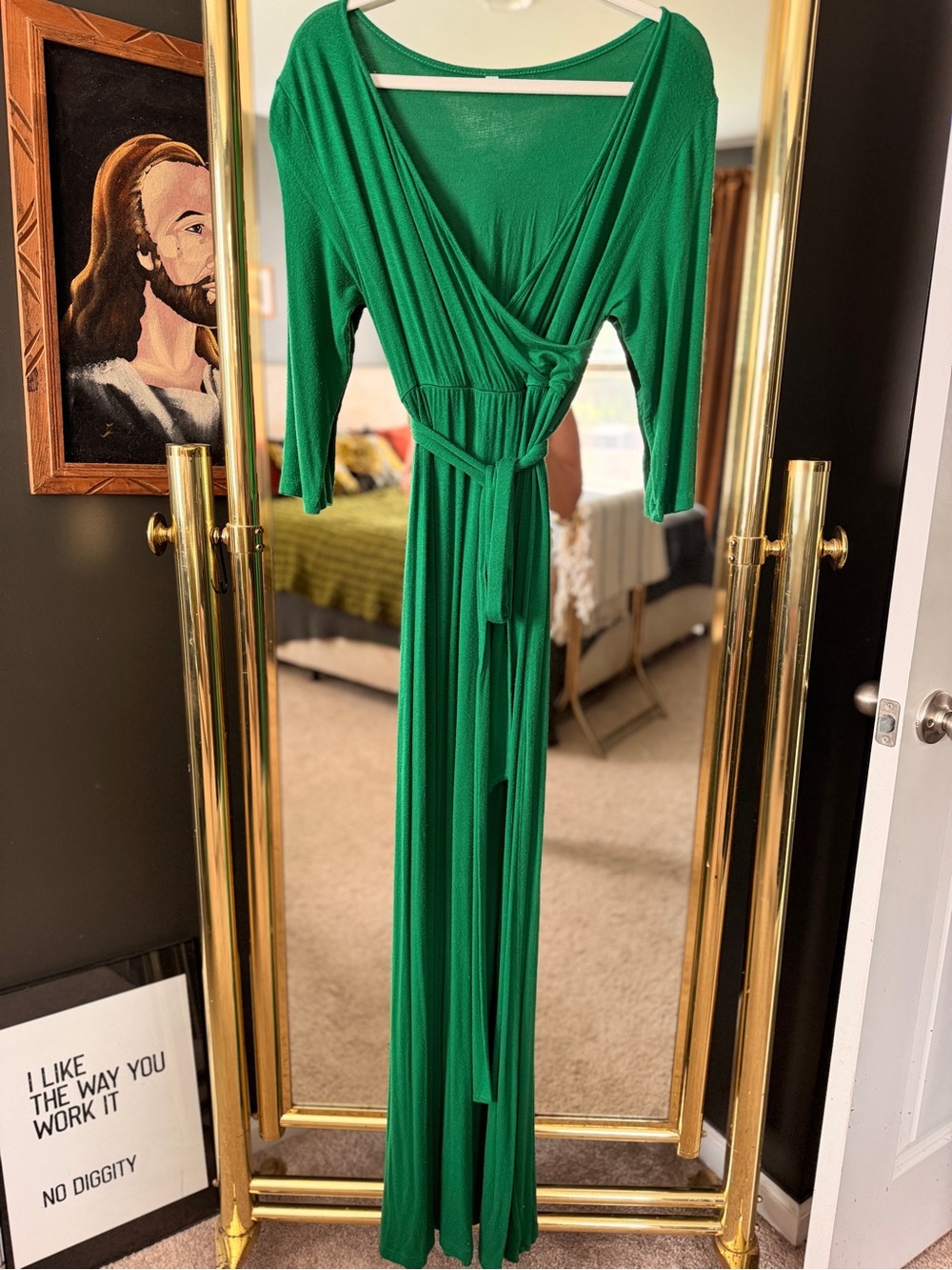 Emerald Green Wrap Maxi Dress